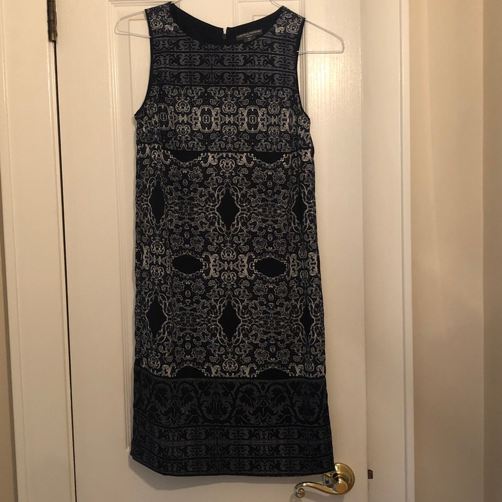 Chelsea & Theodore Dark Blue and White Dress
